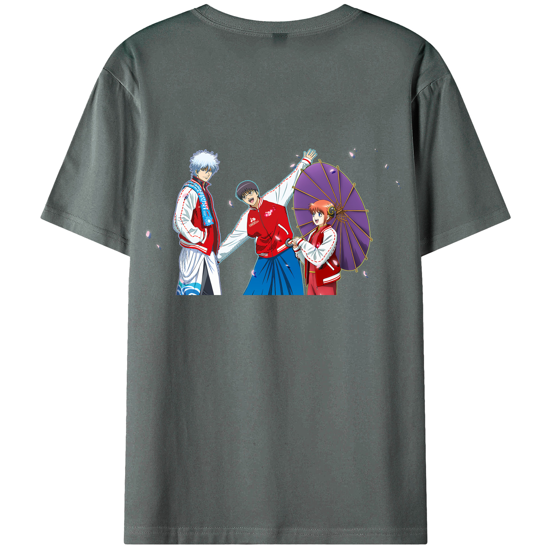 （画像用） ぎんたま 坂田銀時（さかたぎんとき） 神楽 志村新八（しむら しんぱち） GINTAMA Sakata Gintoki Kagura Shimura Shinpachi 綿100％ メンズ半袖Tシャツ（バックプリント） 通気性